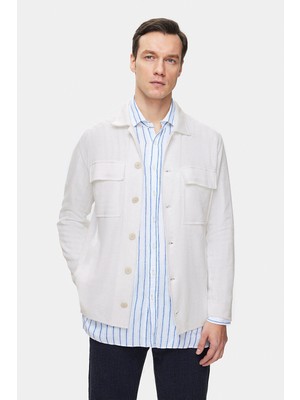 Vakko Ecru Linen Cotton Jacket