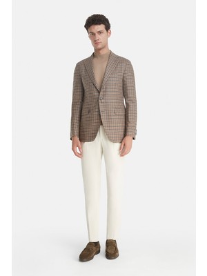 Vakko By PT01 Ecru Corduroy Trousers