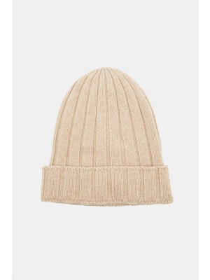 Vakko Beige Cashmere Beanie