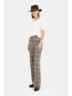Vakko Plaid Wide-Leg Trousers