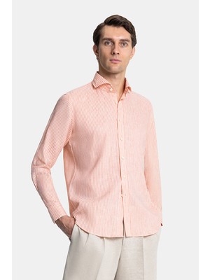 Vakko Striped Linen Casual Shirt