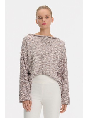Vakko White Boat Neck Knit Sweater