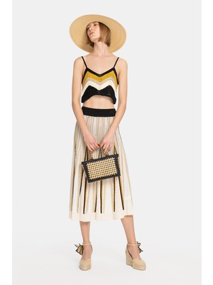 Vakko By Forte Forte Multicolor Patterned Midi Skirt
