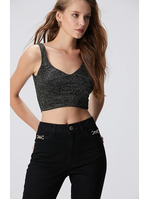 Network Black Glitter Knit Bustier