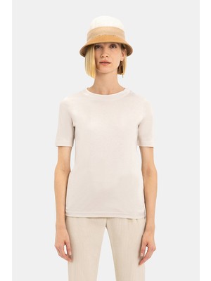 Eleventy Beige Boat Neck Short Sleeve T-Shirt