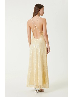 Network Light Yellow Evening Dress