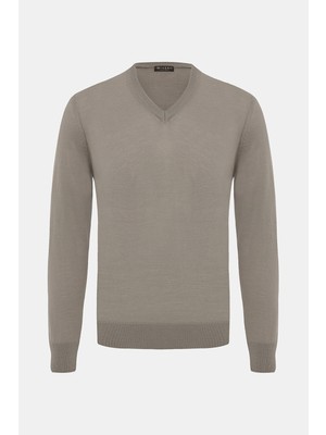 Vakko V-Neck Long Sleeve Knit Sweater