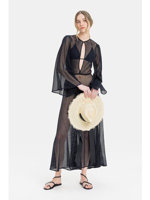 Vakko Black Long Sleeve Dress