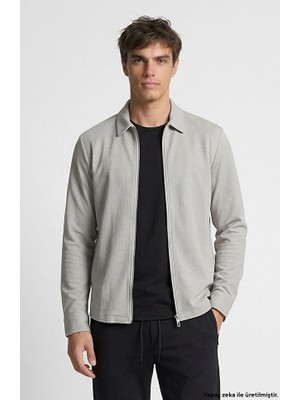 Network Grey Slim Fit Striped Chest Pocket Detail Overshirt