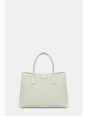 Vakko Cream Monogram Bag