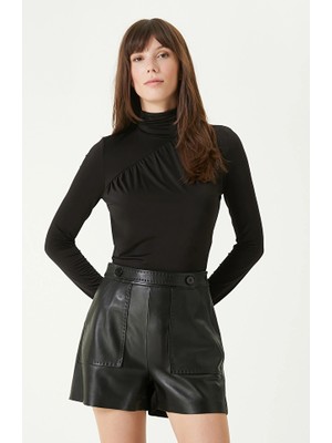 Network Black Jersey Bodysuit Knit Blouse