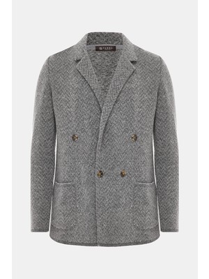 Vakko Smoke Grey Knit Patterned Sweater
