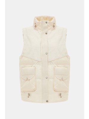 Vakko Ecru Faux Fur Coat