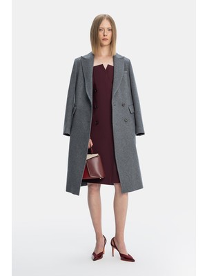 Vakko Grey Cashmere Pea Coat