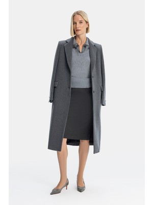 Vakko Anthracite Midi Skirt