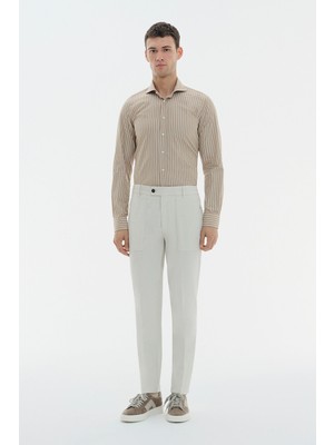Vakko By Berwıch Cream Corduroy Trousers
