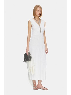 Vakko White Sleeveless Dress