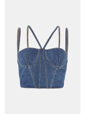 Nensi Dojaka Blue Strappy Blouse
