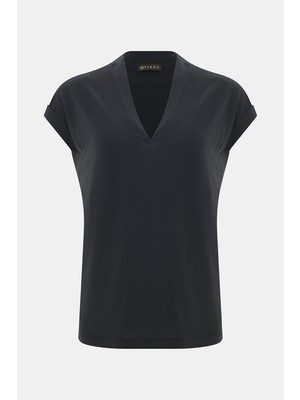 Vakko Black V-Neck Short Sleeve T-Shirt