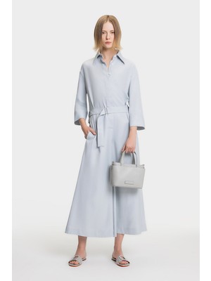 Vakko Ice Blue Long Sleeve Jumpsuit