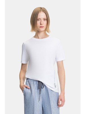 Vakko By Lorena Antonıazzı White Round Neck Short Sleeve T-Shirt