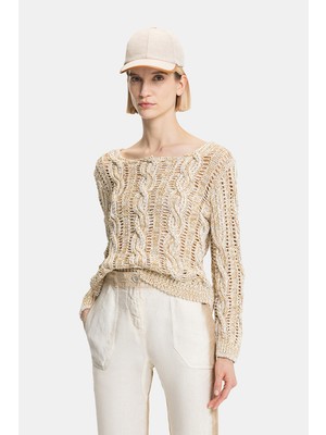 Vakko Beige Boat Neck Knitwear