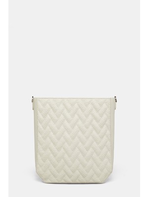 Vakko Ecru Monogram Leather Bag