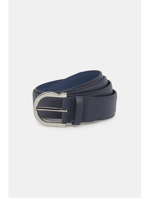 Vakko Navy Leather Belt
