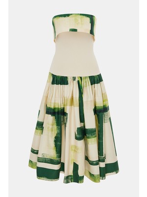 Alexis Alexıs Green Patterned Midi Dress