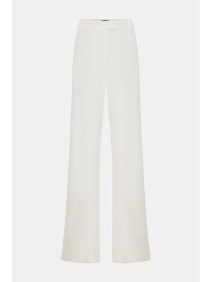 Vakko Ecru Wide-Leg Trousers