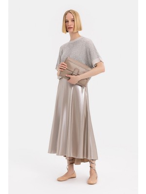 Vakko By Peserıco Bronze Midi Skirt