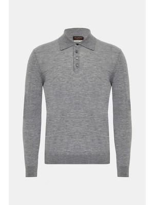 Vakko By Danıele Fıesolı Buttoned Polo Collar Long Sleeve Cashmere Knitwear