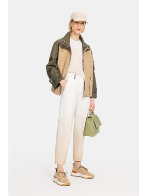 Vakko By Peserıco Ecru Gradient Straight Fit Trousers