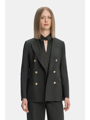 Vakko By Taglıatore Dark Green Double-Breasted Jacket