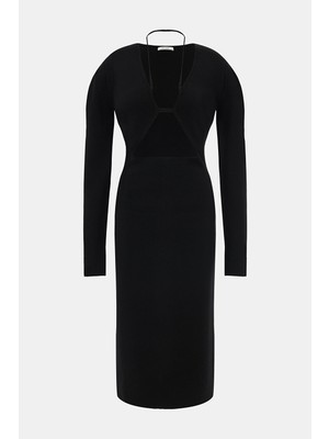 Nensi Dojaka Black Midi Dress