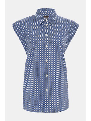 Vakko Blue Patterned Shirt