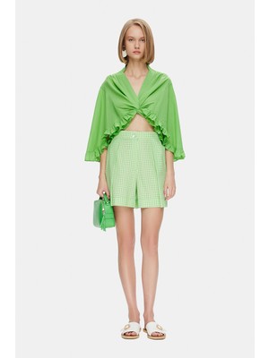 Vakko Green Checked Shorts