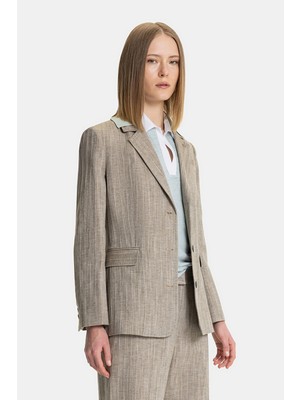 Vakko Mink Striped Jacket