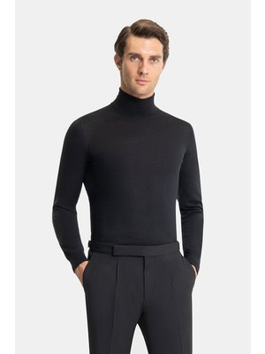 Vakko By Gran Sasso Turtleneck Wool Silk Knit Sweater
