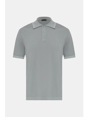 Vakko Buttoned Polo Collar Short Sleeve Knit Top