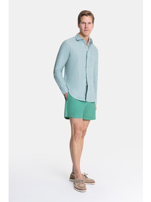 Vakko Dark Green Elastic Waist Swim Shorts