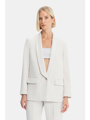 Vakko By Peserıco Ecru Shawl Collar Jacket