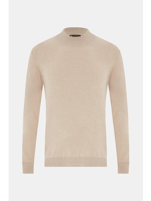 Vakko Mink Mock Neck Knit Sweater