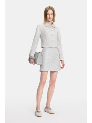 Vakko Grey Melange Mini Skirt