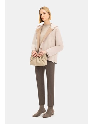Vakko Beige Wool Pea Coat