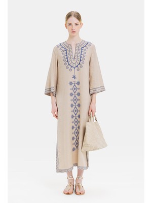 Vakko Mink Long Sleeve Dress