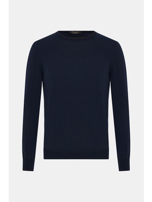 Vakko By Gran Sasso Round Neck Wool Knit Sweater