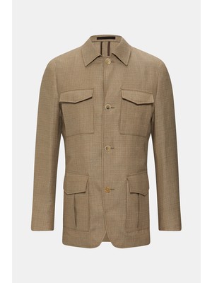 Vakko Beige Notch Lapel Jacket