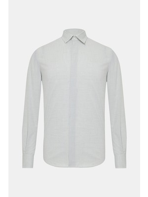 Vakko Light Green Striped Cotton Shirt