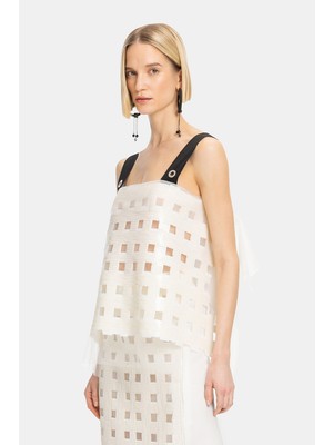 Vakko White Strappy Blouse
